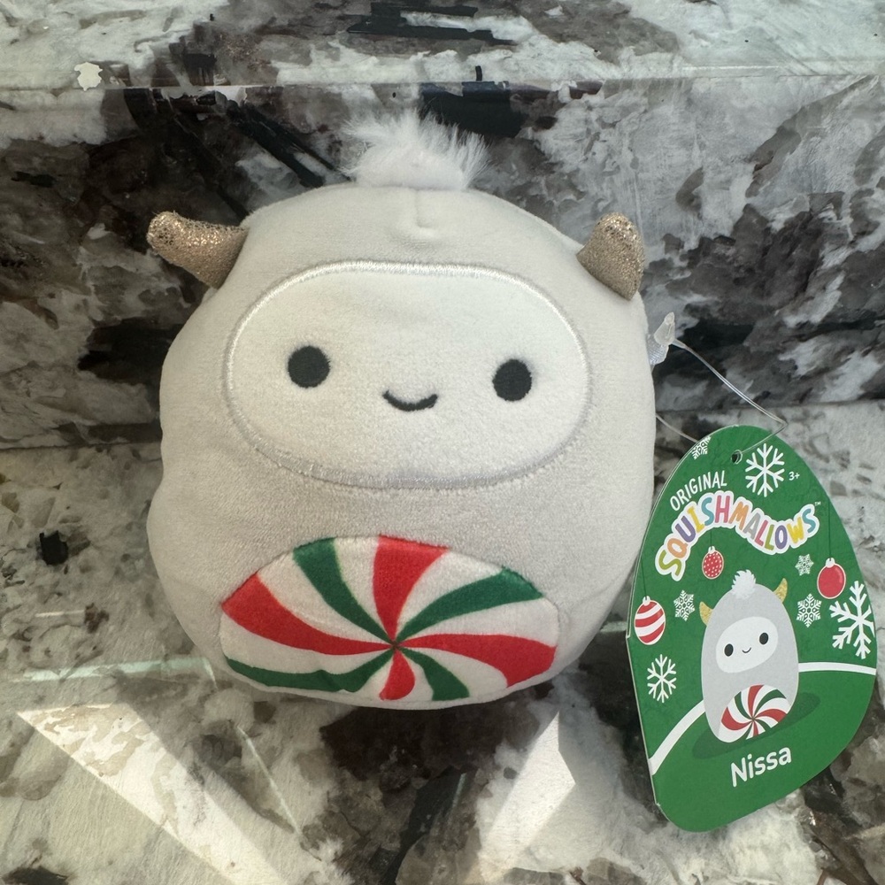 Squishmallows Christmas Nissa The Yeti with Peppermint 4” plush